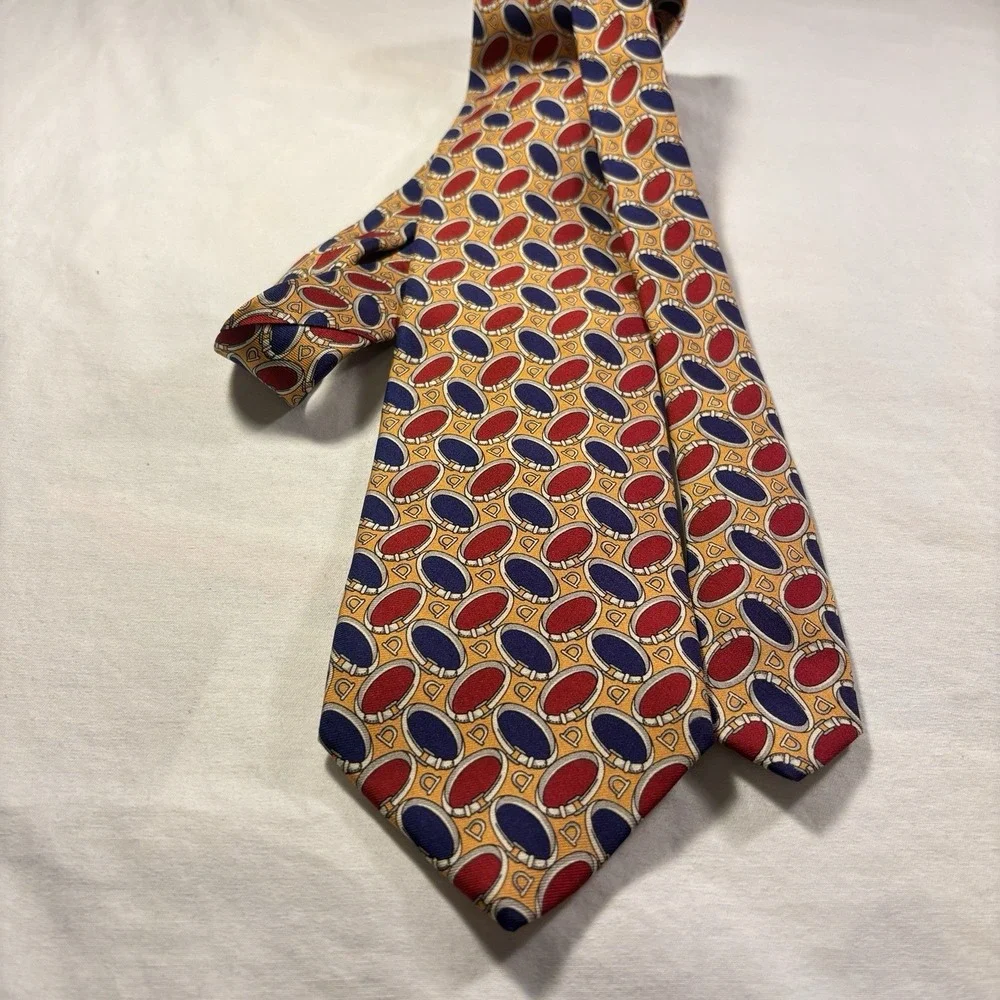 Jos.A.BANK Executive Collection Tie Men's 100% Silk Gold blue Red Geometric